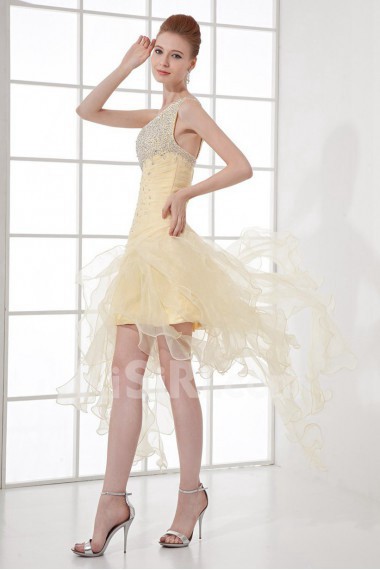 Chiffon Asymmetrical Short Dress with Sequins