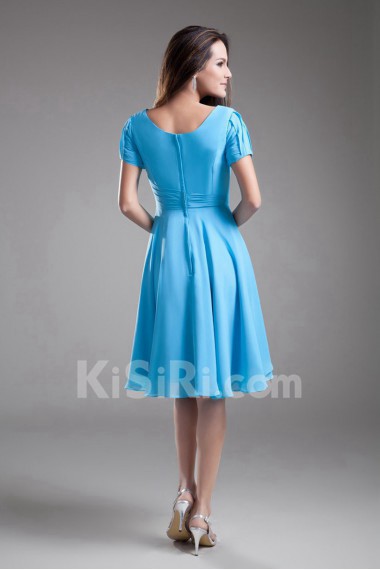 Chiffon V-Neck Knee Length Short Sleeves Column Dress