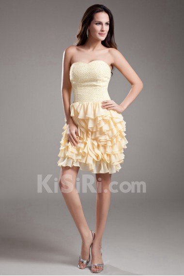 Chiffon Sweetheart Short Dress with Embroidery