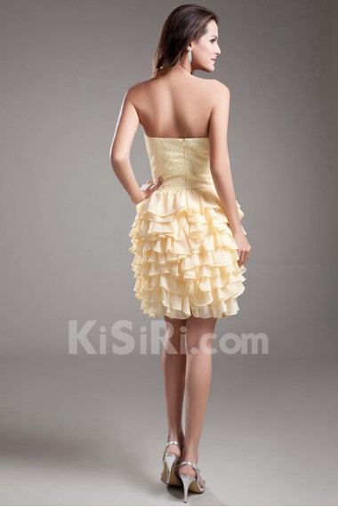 Chiffon Sweetheart Short Dress with Embroidery