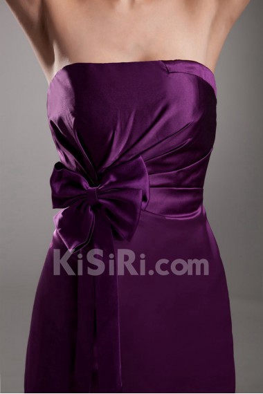 Satin Strapless Short Bow Dress