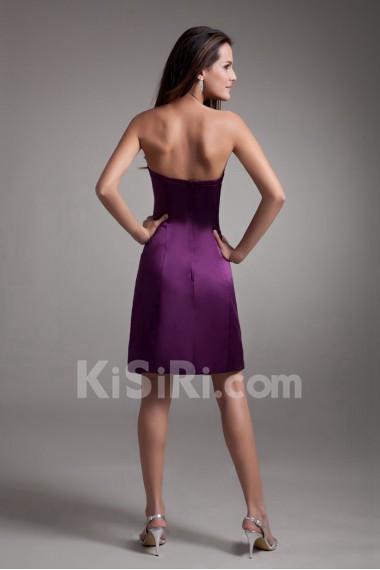 Satin Strapless Short Bow Dress