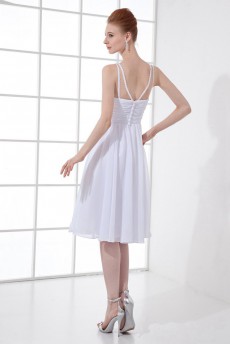 Chiffon V Neckline Knee Length Dress with Sequins