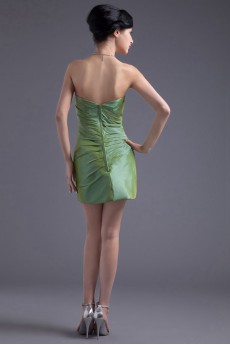 Taffeta Sweetheart Short Dress with Hand-made Flower