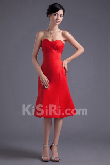 Satin Sweetheart Knee Length Dress