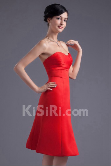 Satin Sweetheart Knee Length Dress