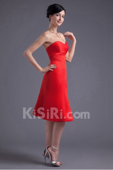 Satin Sweetheart Knee Length Dress