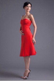 Satin Sweetheart Knee Length Dress