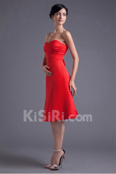 Satin Sweetheart Knee Length Dress