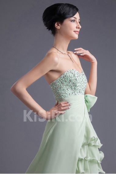 Chiffon Sweetheart Short Dress with Embroidery