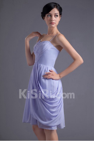 Chiffon Short Dress with Crisscross Ruched Bodice