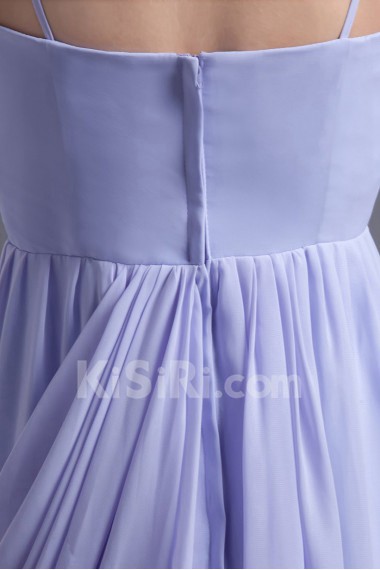 Chiffon Short Dress with Crisscross Ruched Bodice