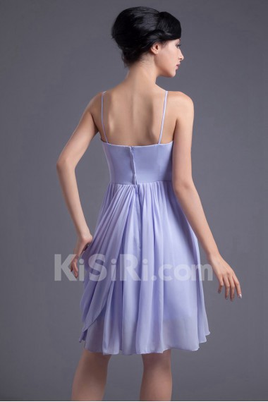 Chiffon Short Dress with Crisscross Ruched Bodice