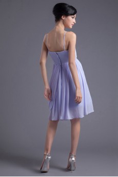 Chiffon Short Dress with Crisscross Ruched Bodice