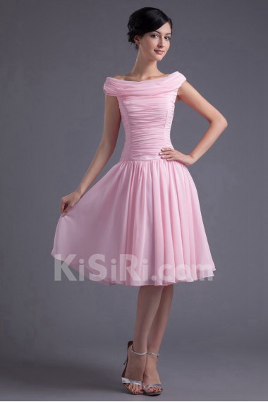 Chiffon Off-the-Shoulder Knee Length Dress