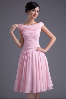 Chiffon Off-the-Shoulder Knee Length Dress