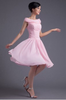 Chiffon Off-the-Shoulder Knee Length Dress