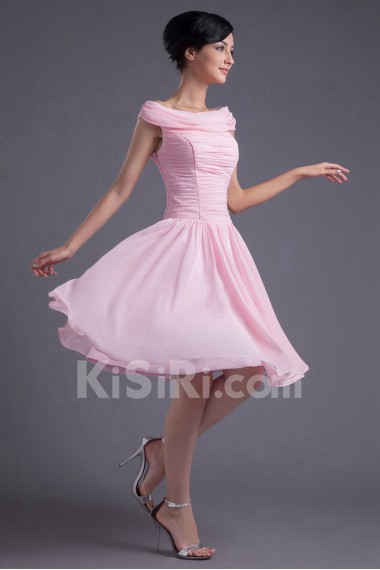 Chiffon Off-the-Shoulder Knee Length Dress