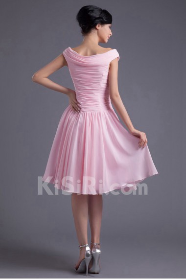 Chiffon Off-the-Shoulder Knee Length Dress