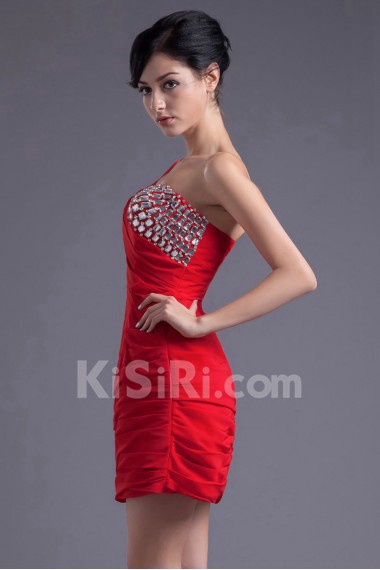 Chiffon One Shoulder Short Dress with Sequins