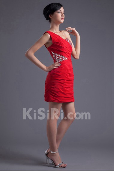 Chiffon One Shoulder Short Dress with Sequins