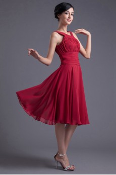 Chiffon Scoop Knee Length Dress