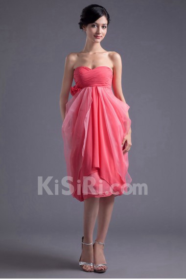 Chiffon Sweetheart Short Dress with Hand-made Flower