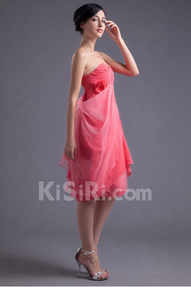 Chiffon Sweetheart Short Dress with Hand-made Flower