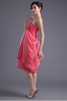 Chiffon Sweetheart Short Dress with Hand-made Flower