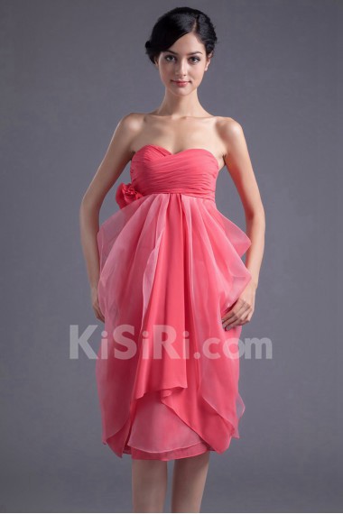 Chiffon Sweetheart Short Dress with Hand-made Flower