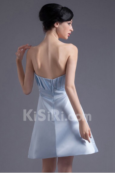 Satin Scallop A Line Short Dress with Hand-made Flower