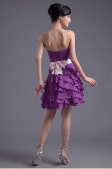 Chiffon Sweetheart Short Dress with Sash