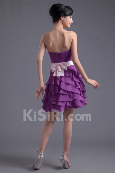 Chiffon Sweetheart Short Dress with Sash