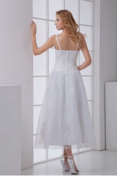 Chiffon Sheath Tea-Length Dress with Embroidery