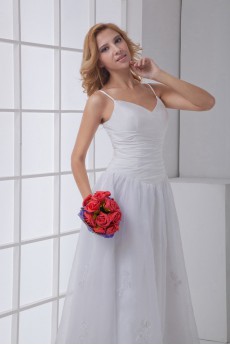 Chiffon Sheath Tea-Length Dress with Embroidery