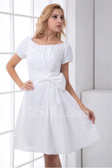 Taffeta Scoop A Line Knee Lnegth Short Sleeve Dress