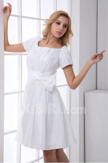 Taffeta Scoop A Line Knee Lnegth Short Sleeve Dress