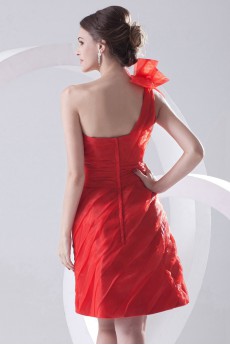 Organza Asymmetrical A Line Short Dress with Hand-made Flower