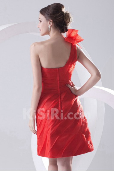 Organza Asymmetrical A Line Short Dress with Hand-made Flower