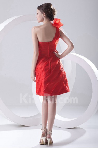 Organza Asymmetrical A Line Short Dress with Hand-made Flower