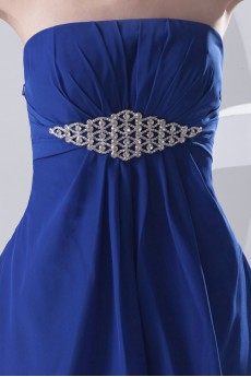 Chiffon Strapless Short Dress with Embroidery