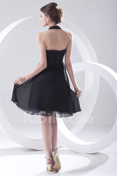 Chiffon V Neckline A Line Short Dress with Sash