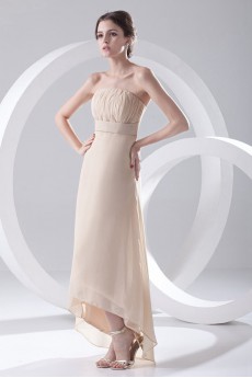 Chiffon Strapless Column Ankle-Length Dress