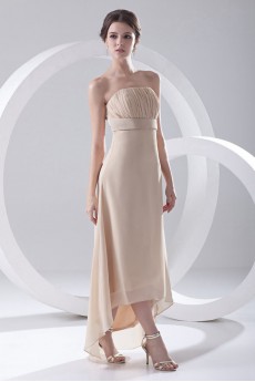 Chiffon Strapless Column Ankle-Length Dress