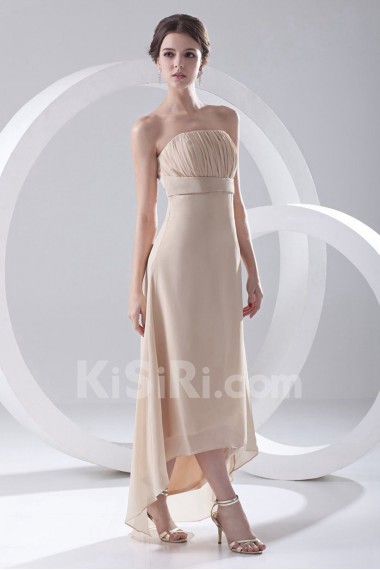 Chiffon Strapless Column Ankle-Length Dress