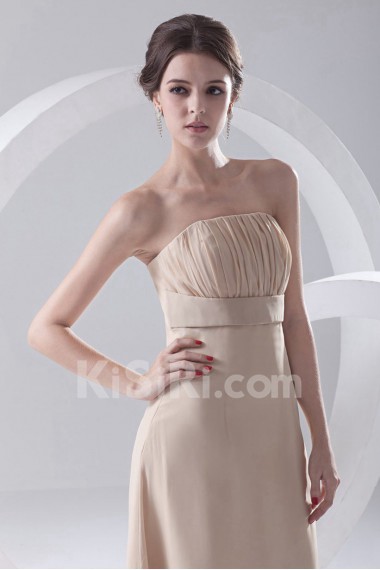 Chiffon Strapless Column Ankle-Length Dress