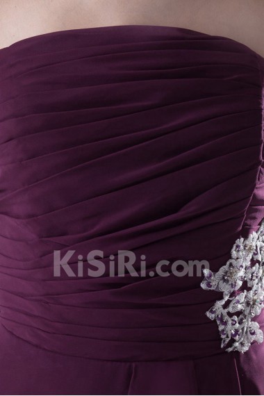 Taffeta Strapless Knee Length Dress with Embroidery