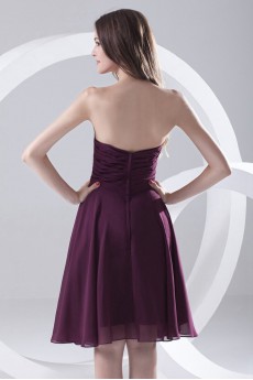 Taffeta Strapless Knee Length Dress with Embroidery