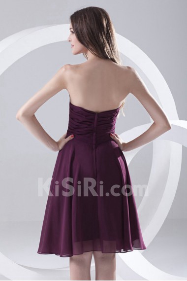 Taffeta Strapless Knee Length Dress with Embroidery