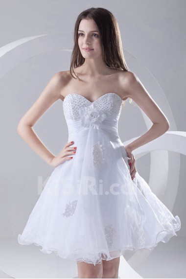 Organza Sweetheart Short Dress with Hand-made Flower